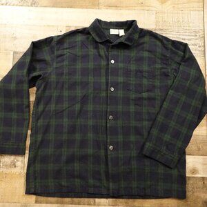 LL Bean Scotch Plaid Flannel Pajama shirt‎ men's XXL tall green black